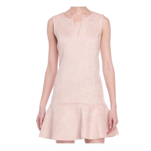 Bcbgmaxazria Adelene Bare Pink Micro Suede Shift Dress - Picture 1 of 15